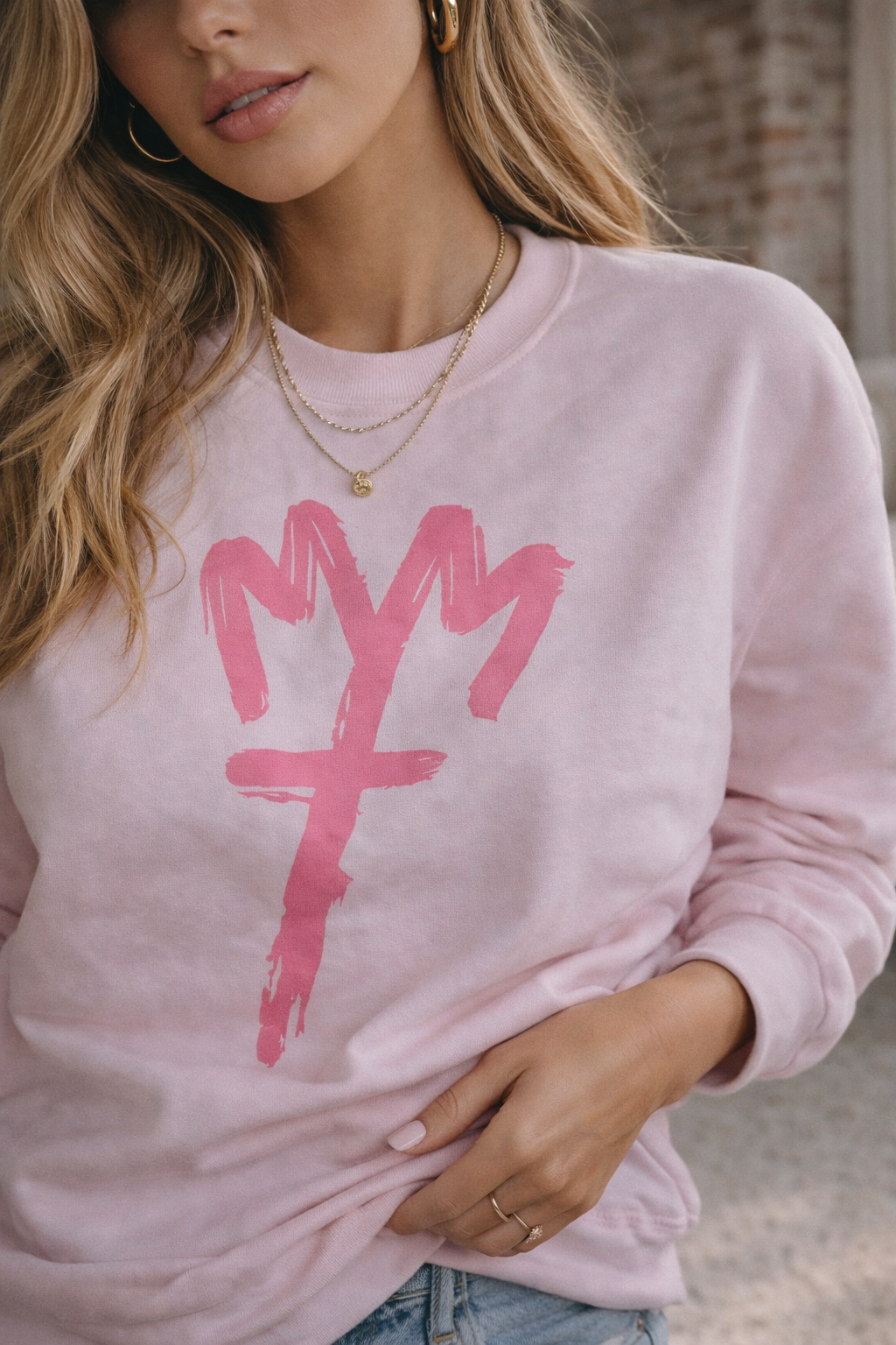 Cross & Crown Crewneck – Pink Edition