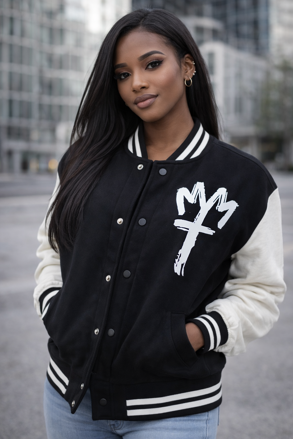 Pray For Tha Op Varsity Jacket | Cross & Crown Streetwear Jacket | MIHI Brand